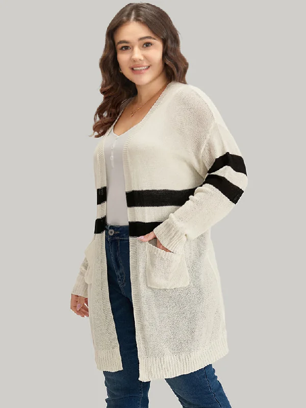 striped-pocket-open-front-cardigan