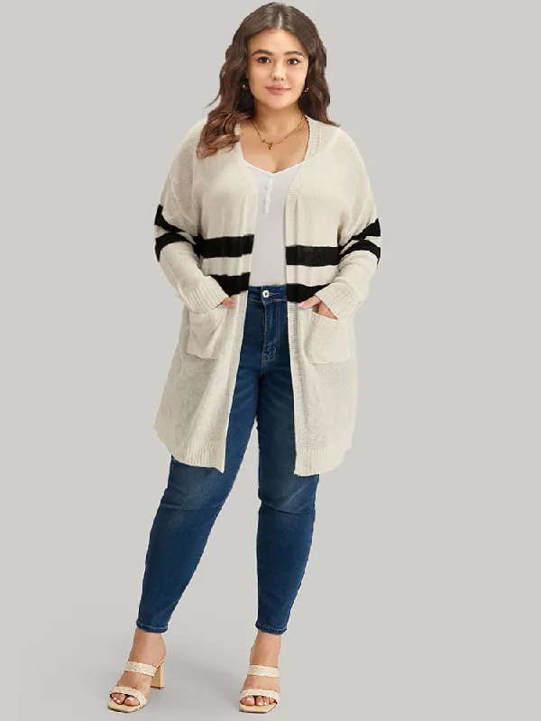 striped-pocket-open-front-cardigan