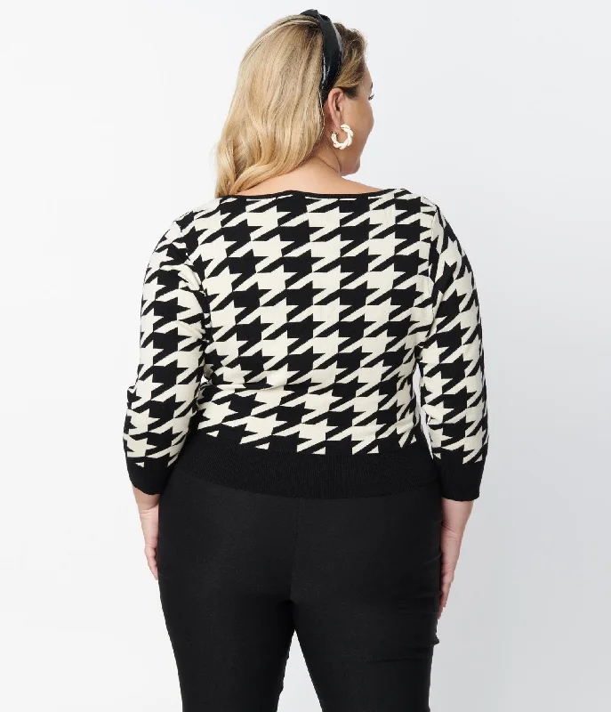 unique-vintage-plus-size-black-ivory-houndstooth-dandy-cardigan