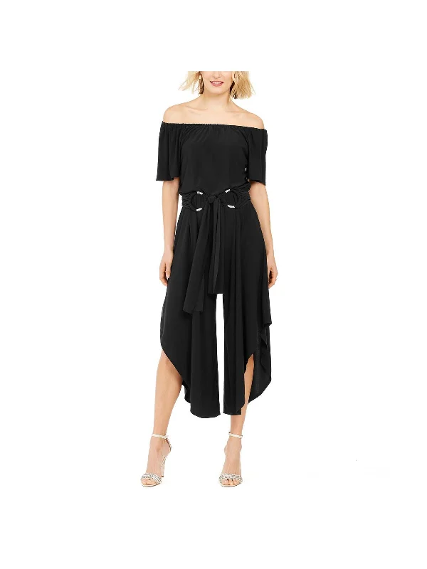 Womens Belted Stretch Jumpsuit