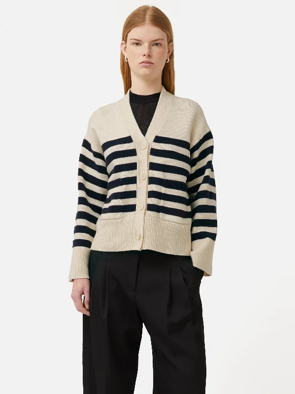 Wool Mariniere Cardigan | Navy