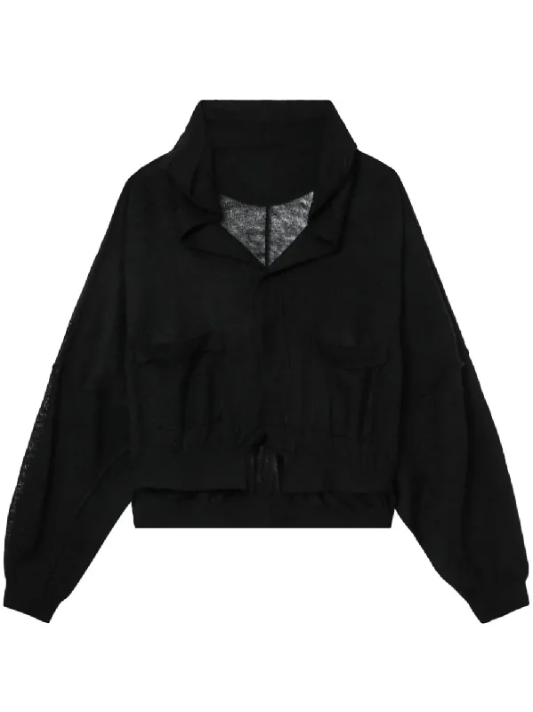 12G1P Jersey Cropped Hooded Knit Cardigan