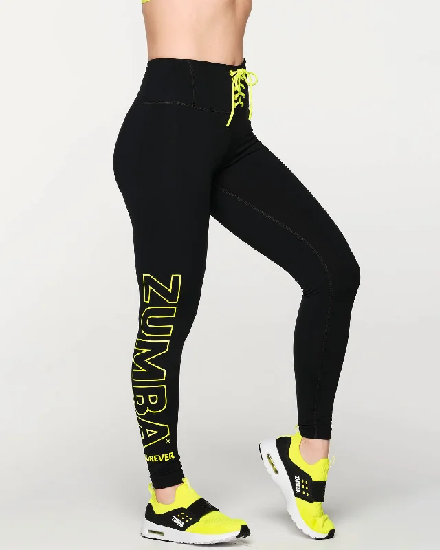 Zumba Forever Laced Up High Waisted Ankle Leggings