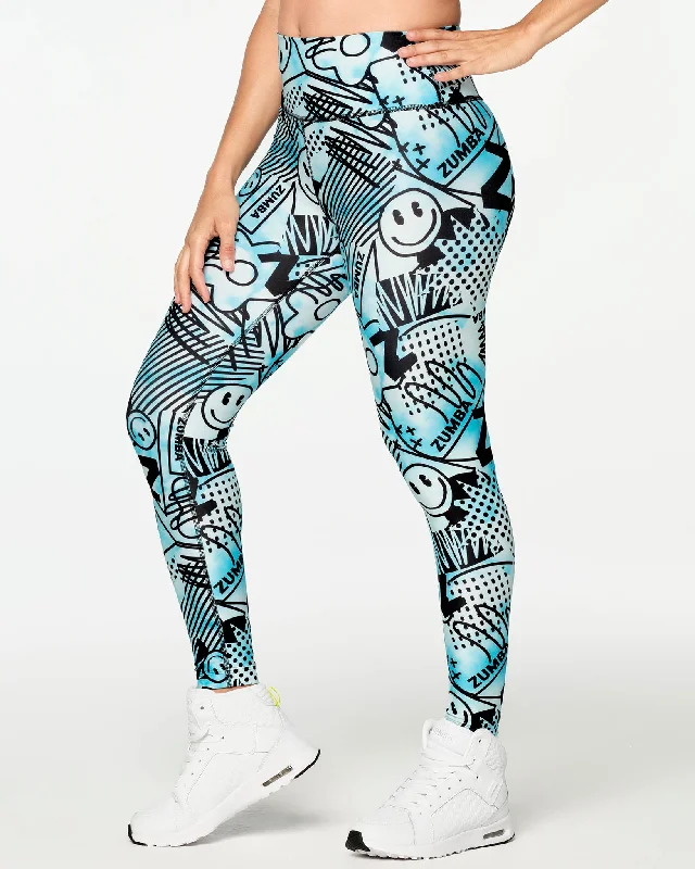 Zumba Happy And Fun High Waisted Ankle Leggings